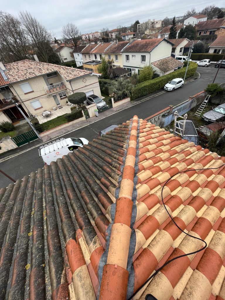 avant apres nettoyage tuiles toit démoussage